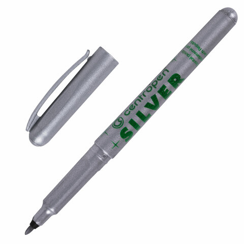 маркер для декорирования серебряный centropen, круглый наконечник, 1 мм, 2670, 6 2670 0194