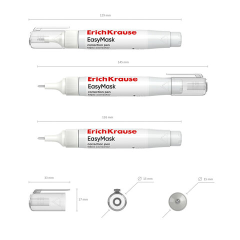 ручка-корректор erich krause "easymask", 7 мл, металлический наконечник, 55989