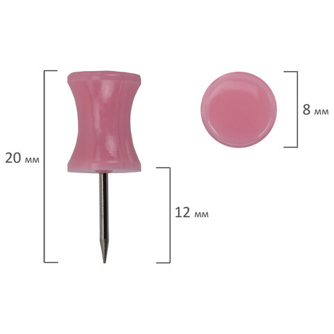 силовые кнопки-гвоздики brauberg pastel, пастельные цвета, 30 штук, 12 мм, 272756