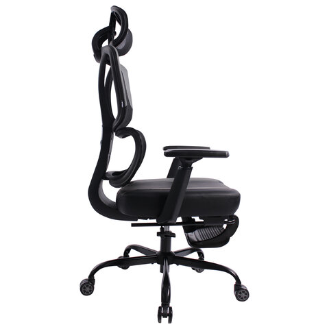 кресло brabix premium "venom gm-530", подножка, синхромеханизм, экокожа/сетка, черное/серое, 532951