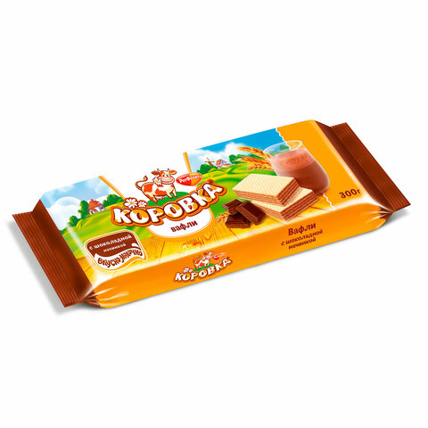 вафли рот фронт "коровка" с шоколадной начинкой, 300 г, рф15002