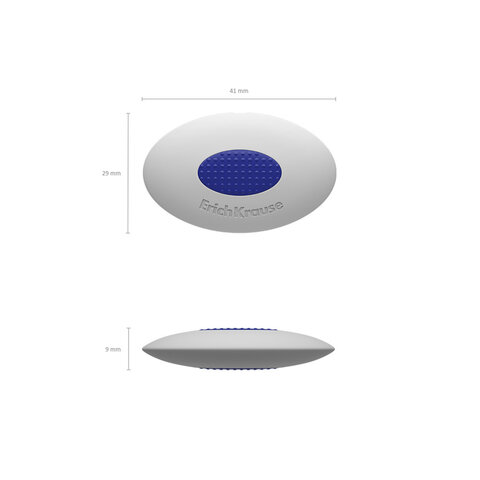 ластик erich krause "smartway mini oval", 41х29х9 мм, белый, овальный, пластиковый держатель, 45533