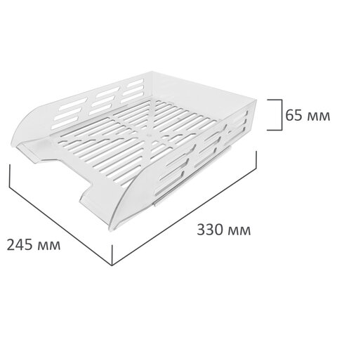 лоток горизонтальный для бумаг brauberg eco, 330х245х65 мм, сетчатый, прозрачный, 239013