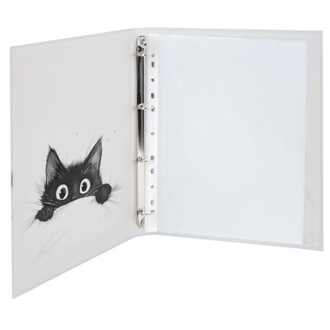 папка-портфолио универсальная, 4 кольца, 20 файлов, 7бц матовая, brauberg "cat", 107557, 117557