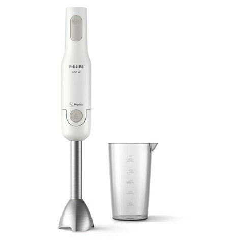 блендер погружной philips hr2534/00, 650 вт, 1 скорость, 1 насадка, стакан, белый