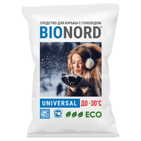 реагент антигололедный 23 кг, bionord universal, до -30 °с, хлорид кальция, мешок, минпромторг