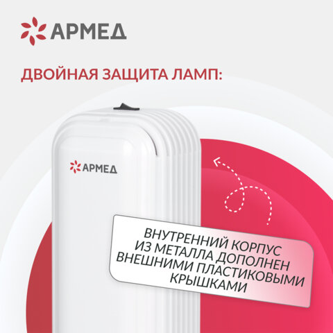 рециркулятор бактерицидный (мед регуд) армед aircube 215-22 max, уф-лампа 2х15 вт, 67 м3/ч, 2010501