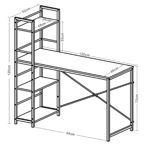 стол на металлокаркасе brabix "loft cd-005", 1200х520х1200 мм, 3 полки, цвет дуб антик, 641222