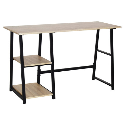 стол на металлокаркасе brabix "loft cd-006", 1200х500х730 мм, 2 полки, цвет дуб натуральный, 641226