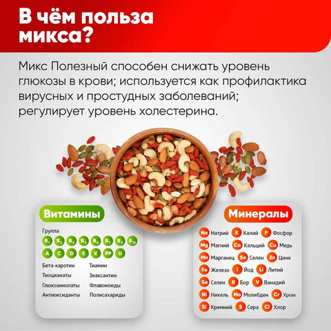 ореховая смесь сушеная narmak "микс полезный" с тыквенными семечками, ягодами годжи, 500 г