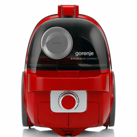 пылесос gorenje vc1901gacrcy с контейнером "циклон", 1900 вт, мощность всасывания 300 вт, красный