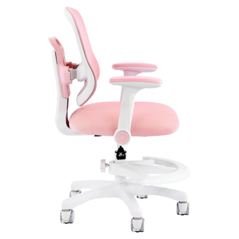 кресло детское с подставкой для ног brabix kids "mg-215", сетка/ткань tw, розовое, 533311