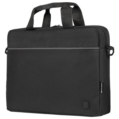 сумка портфель brauberg practical с отделением для ноутбука 15,6", grey line, черная, 29х40х7 см, 27