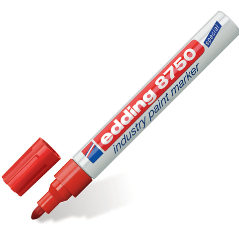 маркер-краска лаковый (paint marker) edding 8750, красный, 2-4 мм, круглый наконечник, алюминиевый к