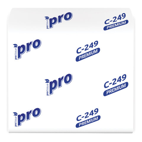 бумага туалетная листовая 250 шт., protissue (t3) premium, 2-слойная, белая, 22,5х11 см, комплект 40