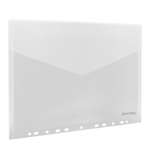 папка-конверт с перфорацией а4, brauberg "universal", комплект 10 шт., прозрачная, 0,15 мм, 273078