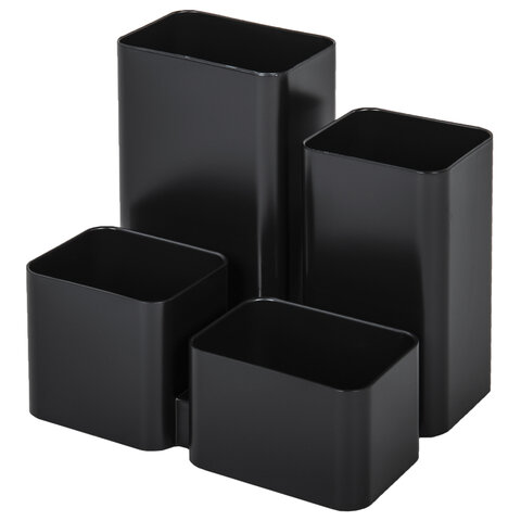 подставка-органайзер brauberg compact, 4 отделения, 92х114х102 мм, черная, 238102