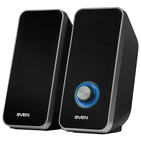 колонки компьютерные sven 325, 2.0, 2х3 вт, пластик, черные, sv-014643