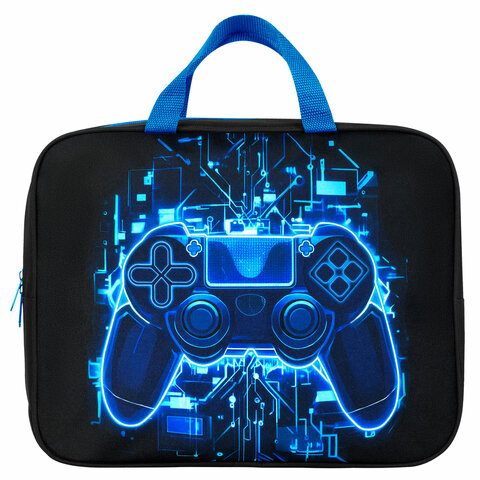 папка на молнии с ручками brauberg kids а4, 1 отделение, полиэстер, 80 мм, "digital gamepad", 273316
