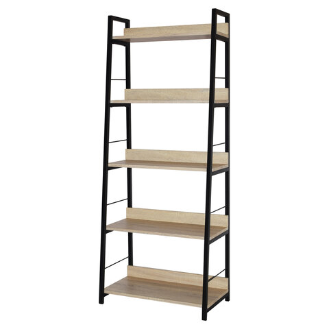 стеллаж на металлокаркасе brabix "loft sh-003", 600х350х1500 мм, 5 полок, цвет дуб натуральный, 6412