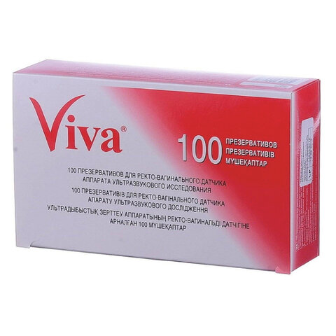 презервативы для узи viva, комплект 100 шт., без накопителя, гладкие, без смазки, 210х28 мм, 1080200