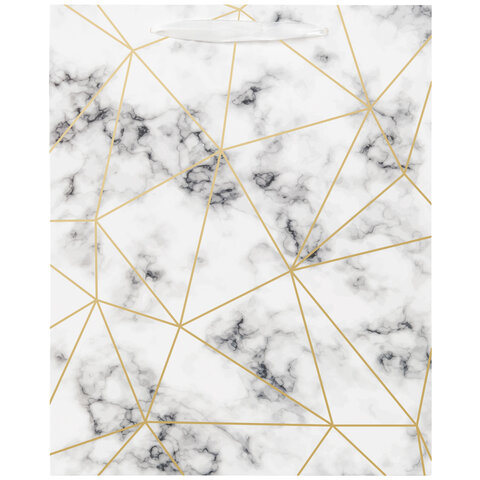 пакет подарочный (1 штука) 26x13x33 см, золотая сказка "golden marble", тиснение фольгой, 608251