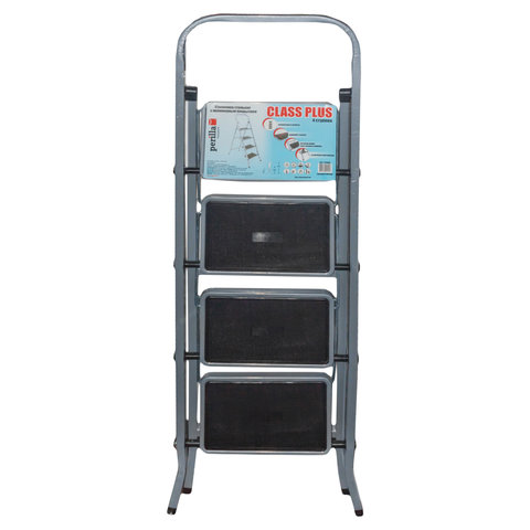стремянка стальная класс плюс, 4 широкие ступени 20х30 см, верхняя площадка 91 см, до 120 кг, 123304