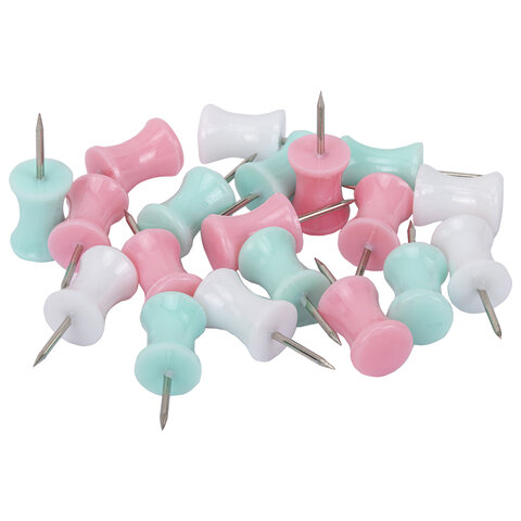 силовые кнопки-гвоздики brauberg pastel, пастельные цвета, 30 штук, 12 мм, 272756