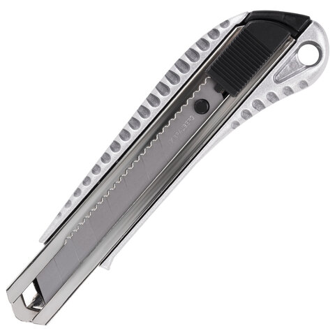нож канцелярский 18 мм, комплект 2 штуки + 10 лезвий, brauberg metallic, металлический корпус, 27392