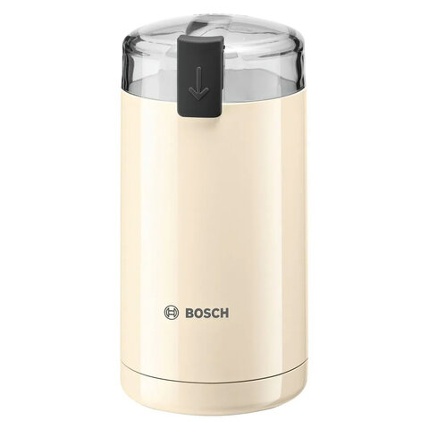 кофемолка bosch tsm6a017c, мощность 180 вт, вместимость 75 г, пластик, бежевая