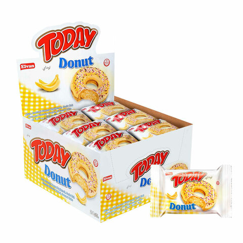 кекс today "donut" со вкусом банана, турция, 24 штуки по 40 г в шоу-боксе, 1369т