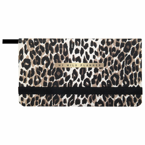 еженедельник недатированный с резинкой 171х93 мм, brauberg, твердый, 64 л., "leopard print", 116312