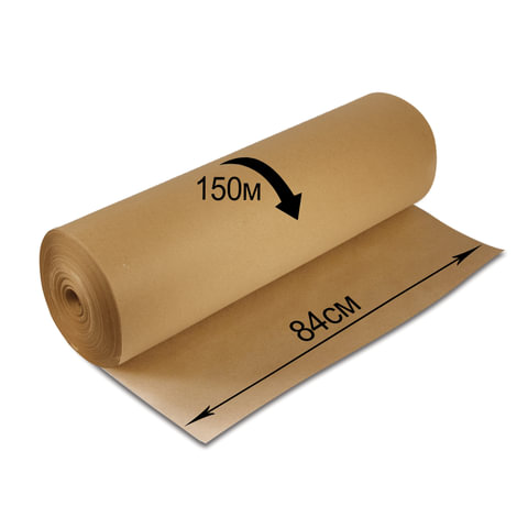 крафт-бумага в рулоне, 840 мм x 150 м, плотность 78 г/м2, марка а (коммунар), brauberg, 440147