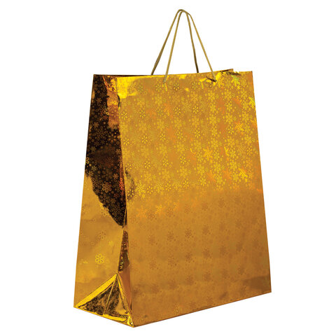 пакет подарочный новогодний (1 шт.) 41x19x49 см (xxl), голография, ассорти 3 цвета, золотая сказка, 