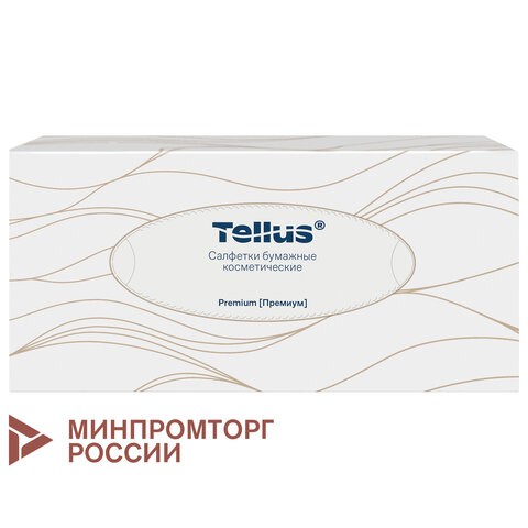 салфетки косметические 100 штук в картонном боксе, 2-слойные, tellus/tork premium (система f1), 1203