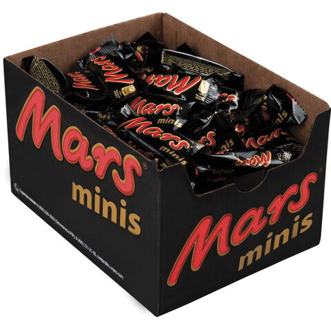 батончики мини mars "minis" шоколадные с нугой и карамелью в молочном шоколаде, 1 кг, 56730