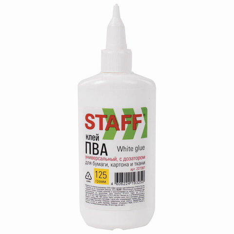 клей пва staff everyday, 125 г, с дозатором, 227387