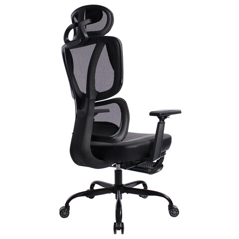 кресло brabix premium "venom gm-530", подножка, синхромеханизм, экокожа/сетка, черное/серое, 532951