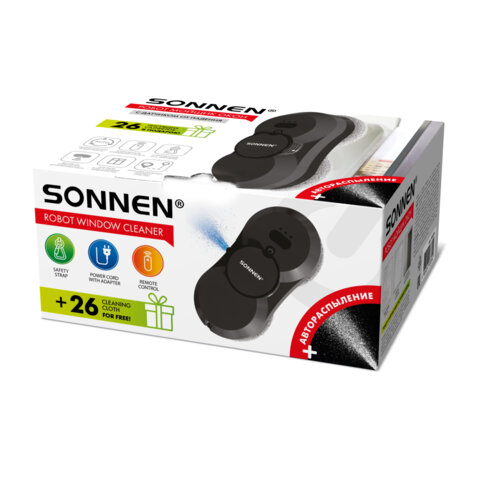 робот-мойщик окон с автораспылением sonnen tech rwc-123 spray, датчик от падения, 26 салфеток, пульт