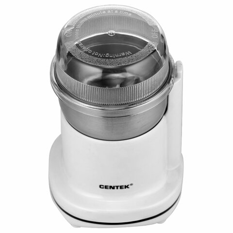 кофемолка centek ct-1365, мощность 250 вт, вместимость 70 г, пластик, белая, ct-1365 white