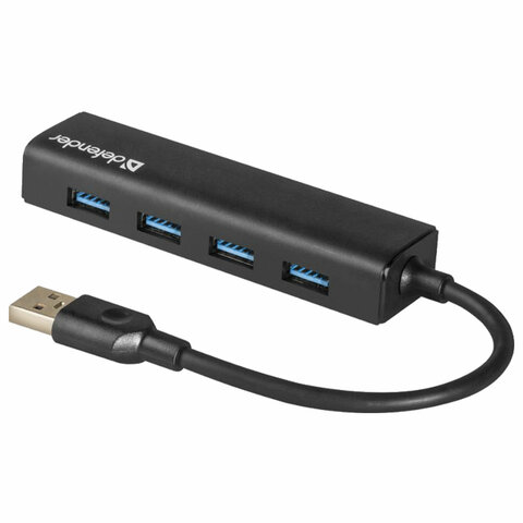 хаб usb 3.0, 4 порта, черный, defender quadro express, 83204