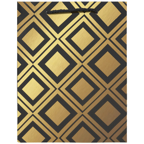 пакет подарочный (1 штука) 18x10x23 см, золотая сказка "gold luxury", тиснение фольгой, чёрный, 6082
