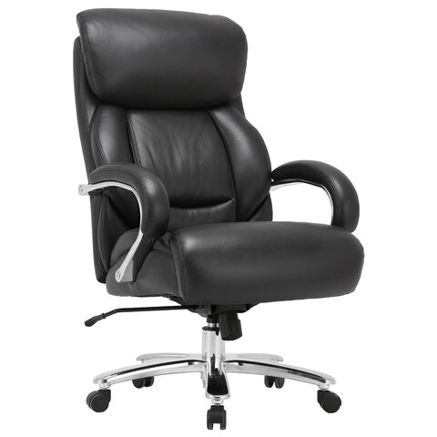 кресло из натуральной кожи brabix premium "pride hd-100", нагрузка до 250 кг, черное, 531940