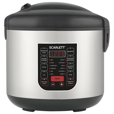 мультиварка scarlett sc-mc410s27, 900 вт, 5 л, 22 программы, серебро/черная