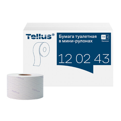 бумага туалетная 170 метров, tellus/tork (система t2) premium, комплект 12 рулонов, 2-слойная, белая
