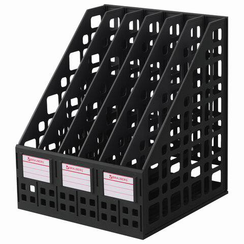 лоток вертикальный для бумаг brauberg "maxi plus", 240 мм, 6 отделений, сетчатый, сборный, черный, 2