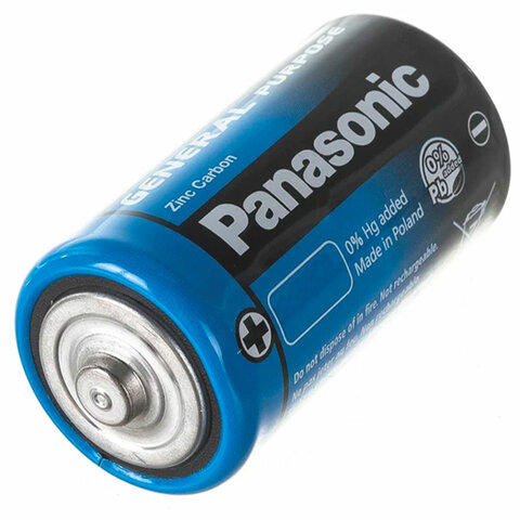 батарейки комплект 2шт., panasonic d r20 (373), солевые, в пленке, 1.5 в