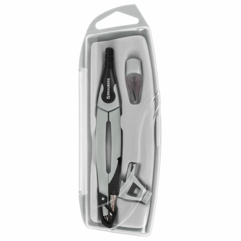 готовальня brauberg ultra, 4 предмета: циркуль 135 мм, запасные грифели, насадка, графитовый цвет, 2