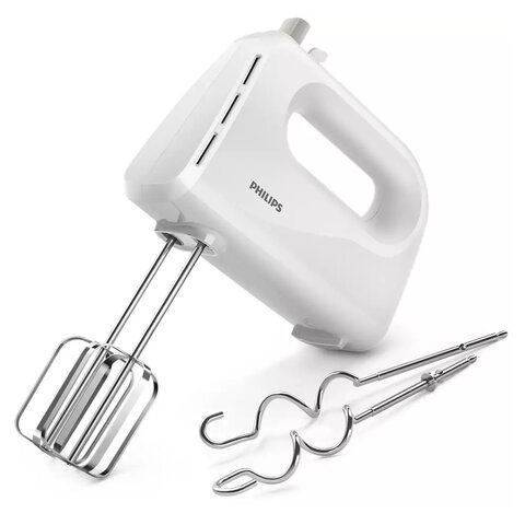 миксер philips hr3705/00, 300 вт, 5 скоростей, 2 венчика, 2 крюка для теста, белый