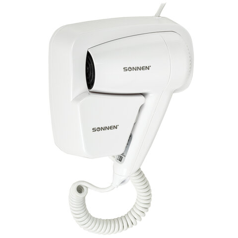 фен для волос настенный sonnen hd-2101 ultra plus, 1300 вт, 2 скорости, белый, 608481
